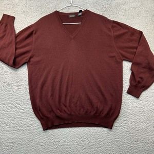 Cellinni Italian Sweater Mens Large V-neck Burgundy Made In Italy thin Wool Blen